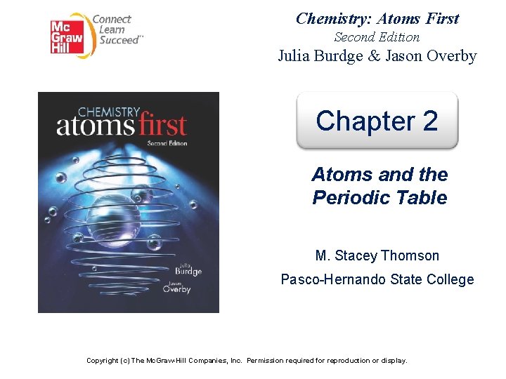 Chemistry: Atoms First Second Edition Julia Burdge & Jason Overby Chapter 2 Atoms and