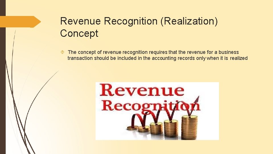 Revenue Recognition (Realization) Concept The concept of revenue recognition requires that the revenue for