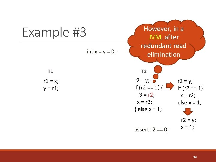 Example #3 int x = y = 0; T 1 r 1 = x;