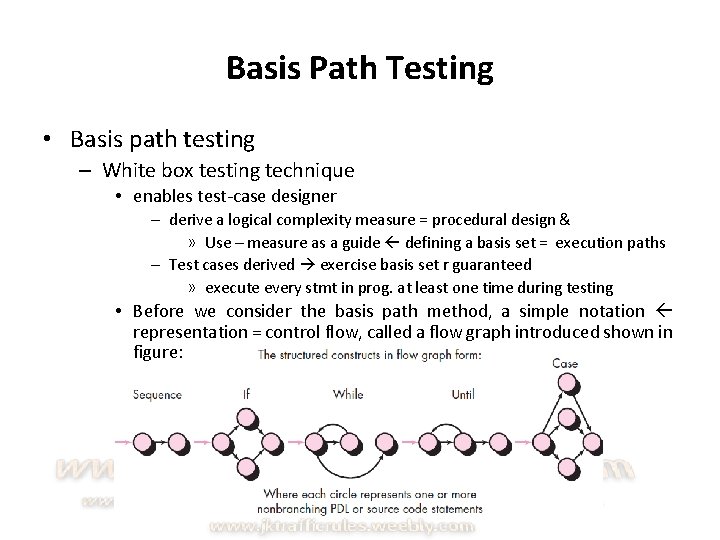 Basis Path Testing • Basis path testing – White box testing technique • enables
