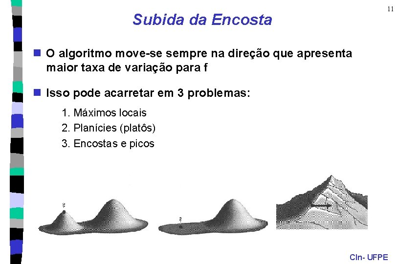 11 Subida da Encosta n O algoritmo move-se sempre na direção que apresenta maior