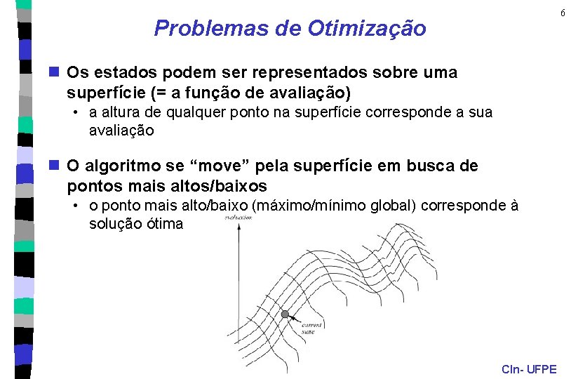 6 Problemas de Otimização n Os estados podem ser representados sobre uma superfície (=