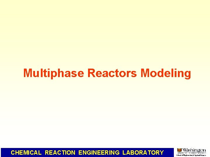Multiphase Reactors Modeling CHEMICAL REACTION ENGINEERING LABORATORY 