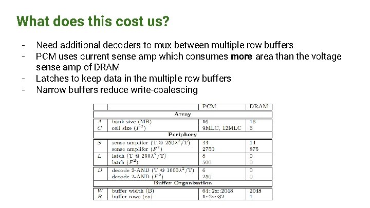 What does this cost us? - Need additional decoders to mux between multiple row