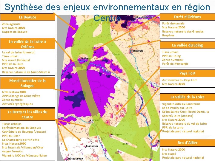 Synthèse des enjeux environnementaux en région Forêt d’Orléans La Beauce Centre Zone agricole Site