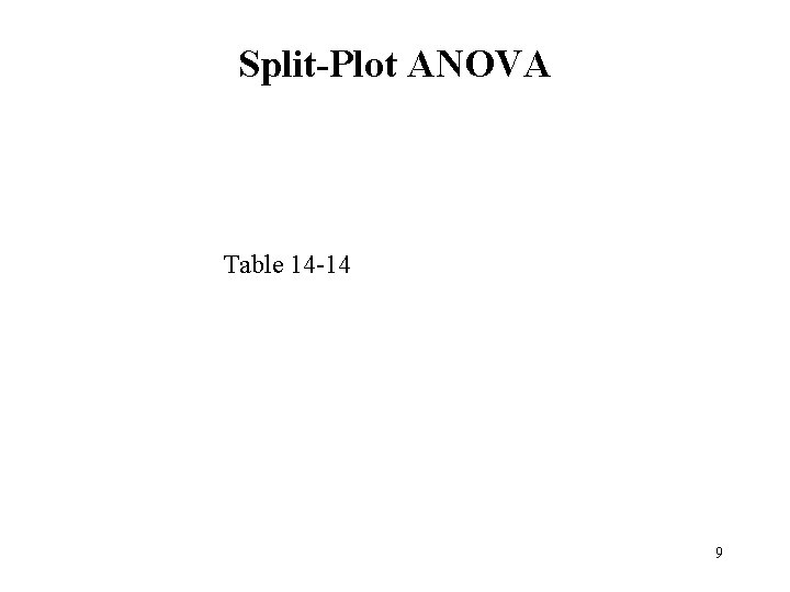 Split-Plot ANOVA Table 14 -14 9 Split-Plot ANOVA Table 14 -14 9