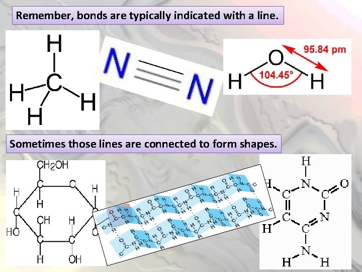 Remember, bonds are typically indicated with a line. Sometimes those lines are connected to