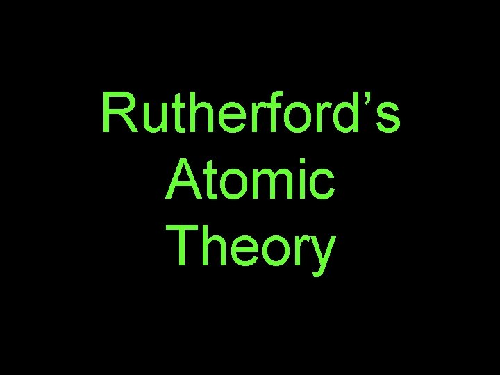 Rutherford’s Atomic Theory 