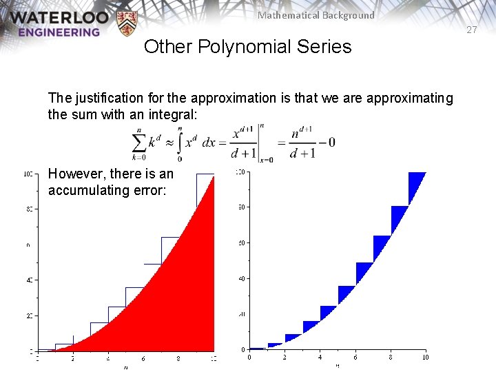 Mathematical Background 27 Other Polynomial Series The justification for the approximation is that we