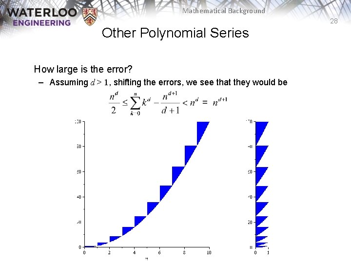 Mathematical Background 28 Other Polynomial Series How large is the error? – Assuming d