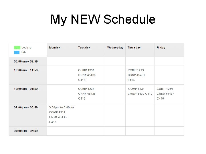 My NEW Schedule 