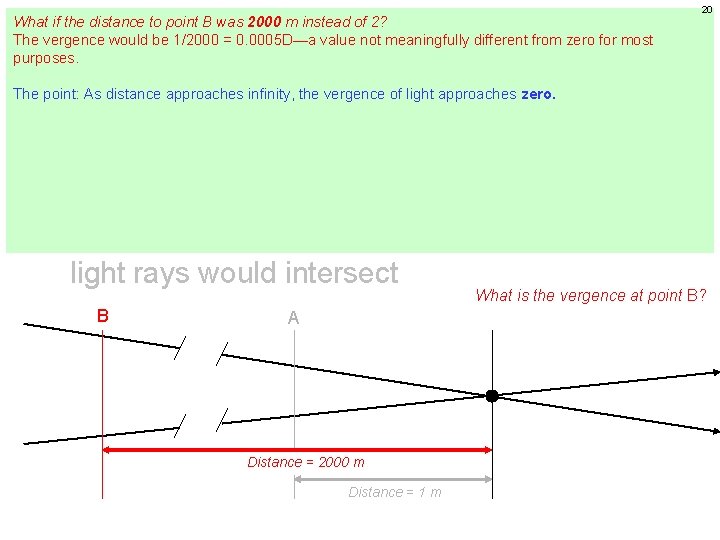 What if the distance to point B was 2000 m instead of 2? The