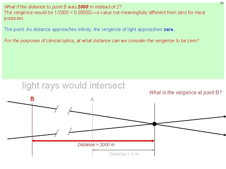 What if the distance to point B was 2000 m instead of 2? The
