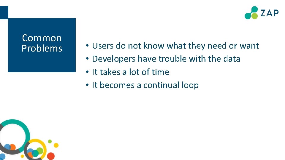 Common Problems • • Users do not know what they need or want Developers