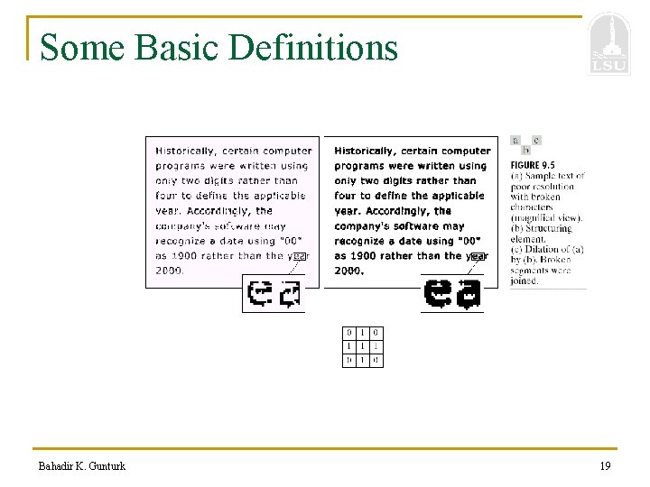 Some Basic Definitions Bahadir K. Gunturk 19 