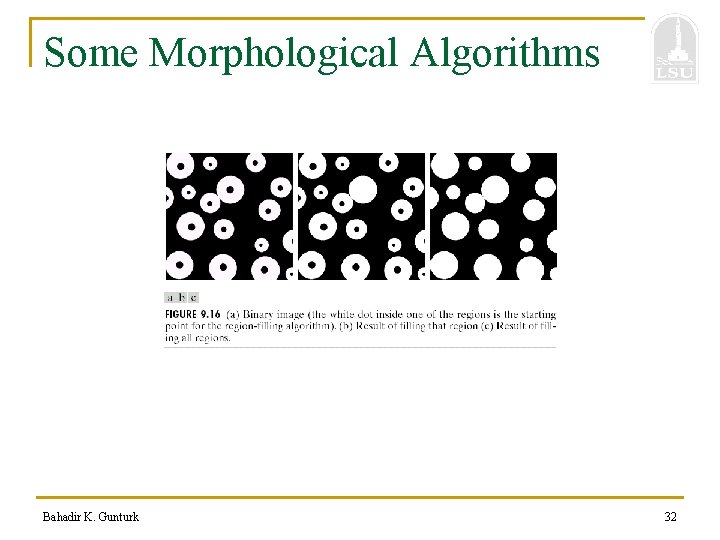Some Morphological Algorithms Bahadir K. Gunturk 32 