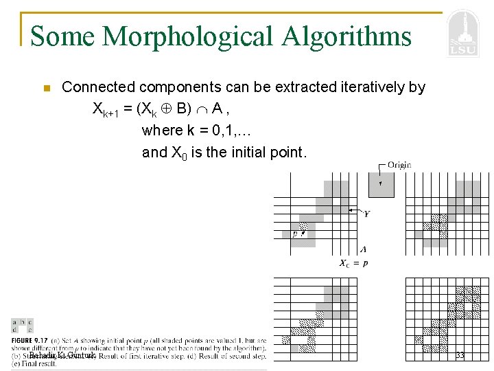 Some Morphological Algorithms n Connected components can be extracted iteratively by Xk+1 = (Xk