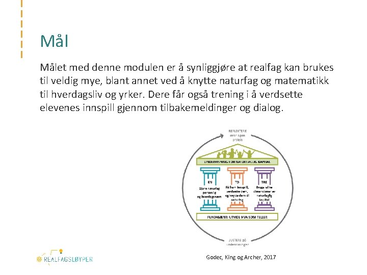 Mål Målet med denne modulen er å synliggjøre at realfag kan brukes til veldig