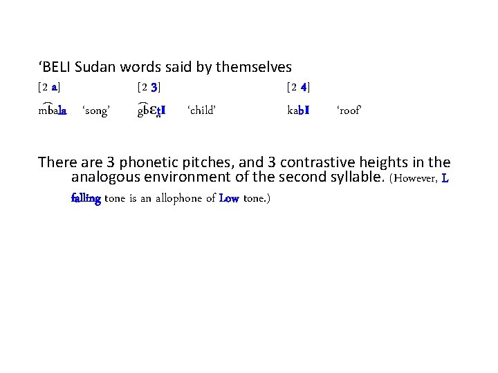 ‘BELI Sudan words said by themselves [2 a] [2 3] [2 4] m bala