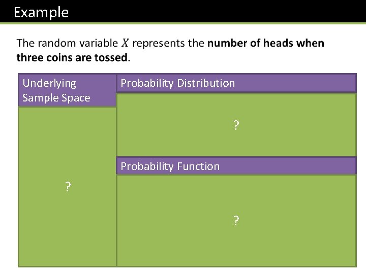 Example Underlying Sample Space { HHH, HHT, HTH, THH, ? THT, TTH, TTT }