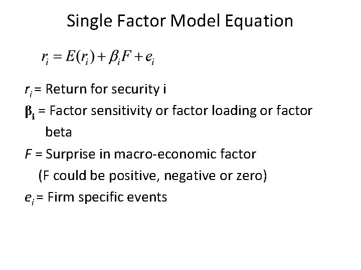 Chapter Ten Arbitrage Pricing Theory and Multifactor Models