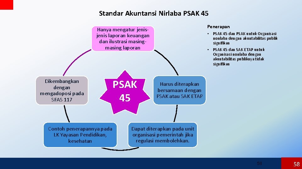 Standar Akuntansi Nirlaba PSAK 45 Penerapan Hanya mengatur jenis laporan keuangan dan ilustrasi masing