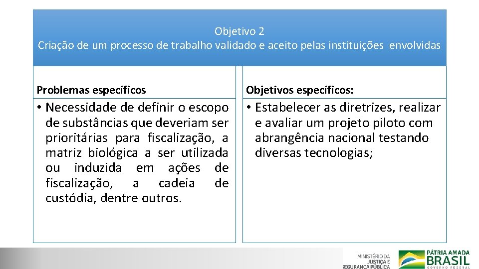 Objetivo 2 Criação de um processo de trabalho validado e aceito pelas instituições envolvidas