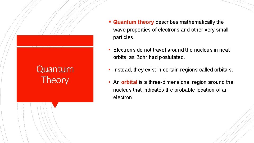 § Quantum theory describes mathematically the wave properties of electrons and other very small