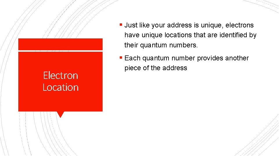 § Just like your address is unique, electrons have unique locations that are identified