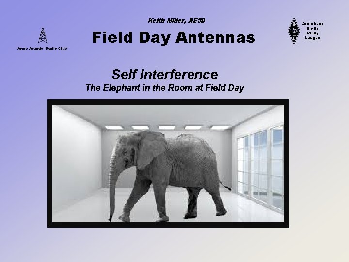 Keith Miller, AE 3 D Field Day Antennas Self Interference The Elephant in the