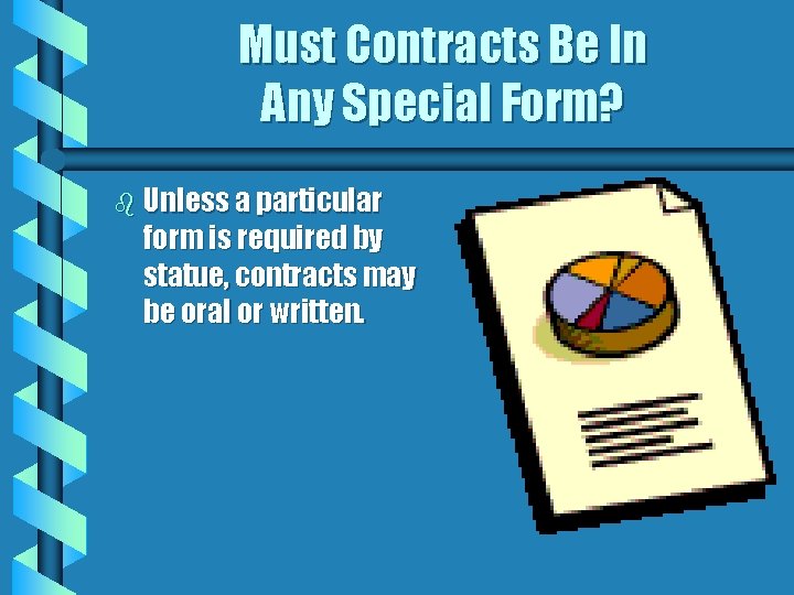 Must Contracts Be In Any Special Form? b Unless a particular form is required