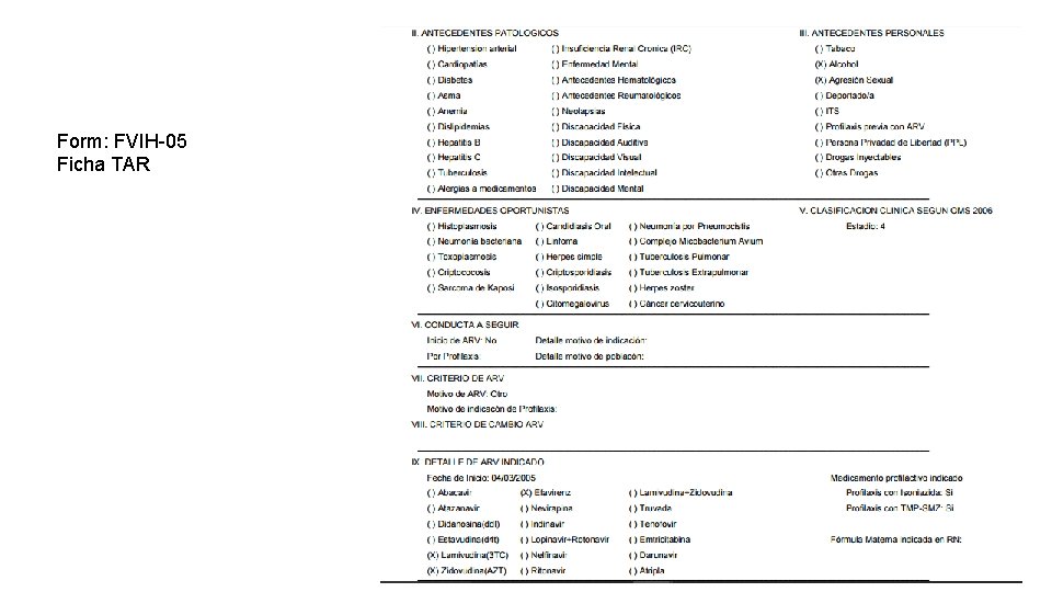 Form: FVIH-05 Ficha TAR 