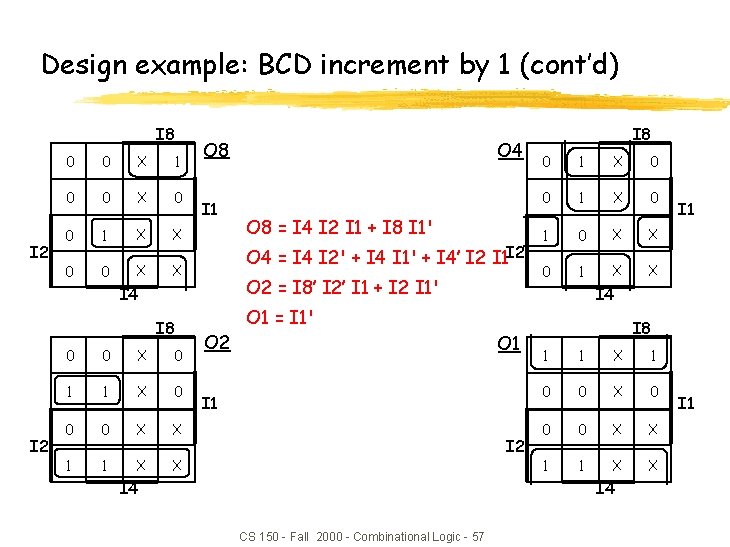 Design example: BCD increment by 1 (cont’d) I 8 I 2 0 0 X Design example: BCD increment by 1 (cont’d) I 8 I 2 0 0 X