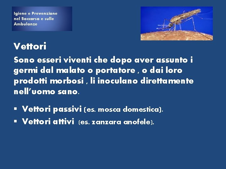 Igiene e e Prevenzione Igiene nel Soccorso e sulle Ambulanze Vettori Sono esseri viventi