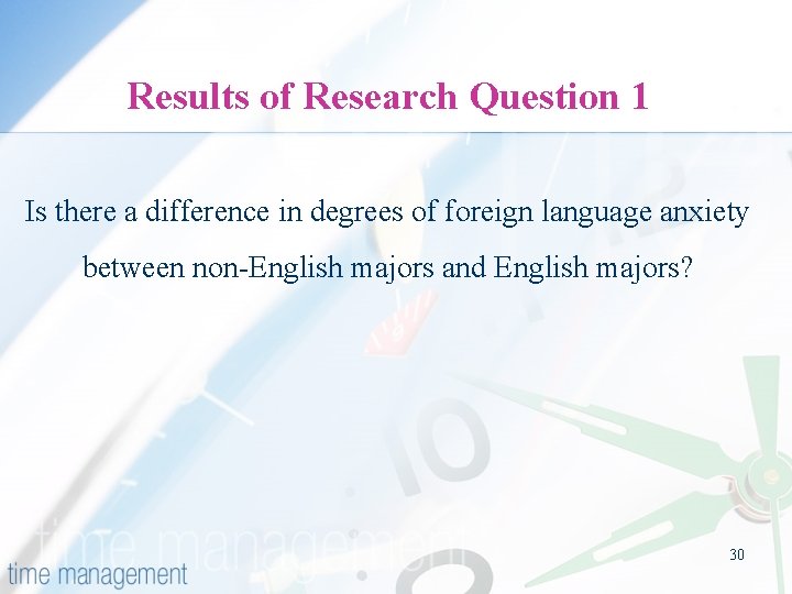 Results of Research Question 1 Is there a difference in degrees of foreign language