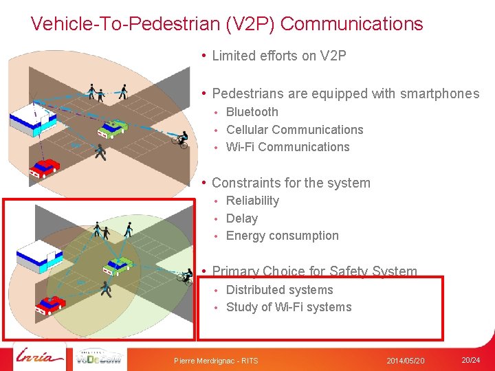 Vehicle-To-Pedestrian (V 2 P) Communications • Limited efforts on V 2 P • Pedestrians