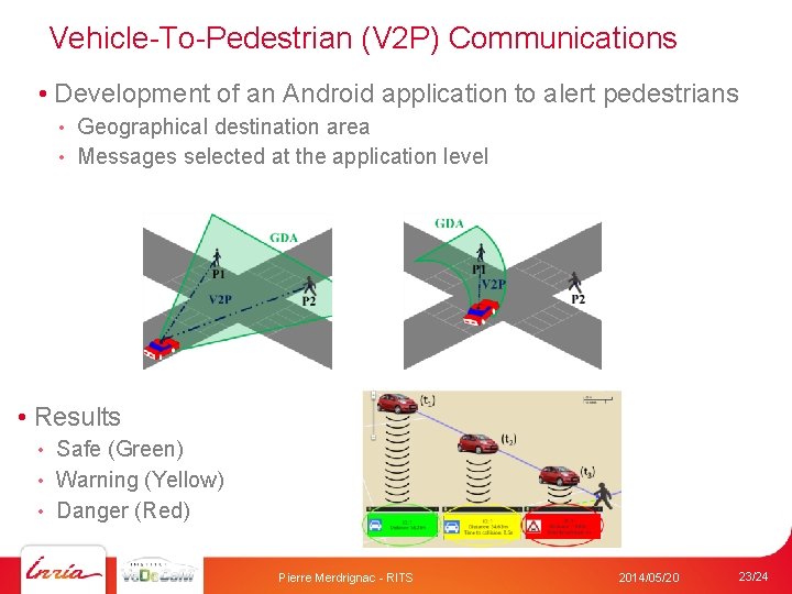 Vehicle-To-Pedestrian (V 2 P) Communications • Development of an Android application to alert pedestrians