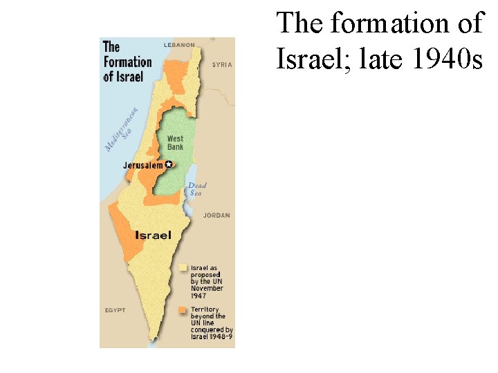 The formation of Israel; late 1940 s 