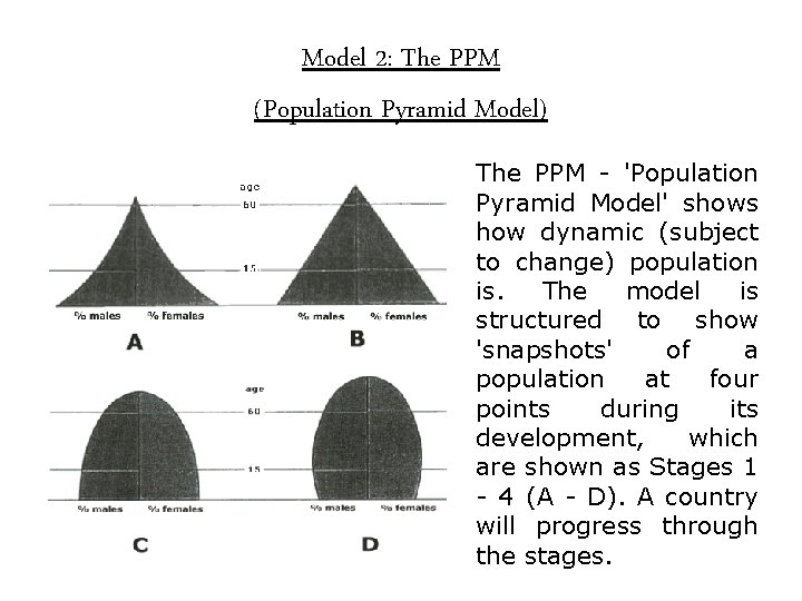 Model 2: The PPM (Population Pyramid Model) The PPM - 'Population Pyramid Model' shows