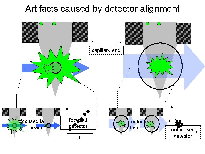 Artifacts caused by detector alignment capillary end focused laser beam I 1 focused detector Artifacts caused by detector alignment capillary end focused laser beam I 1 focused detector