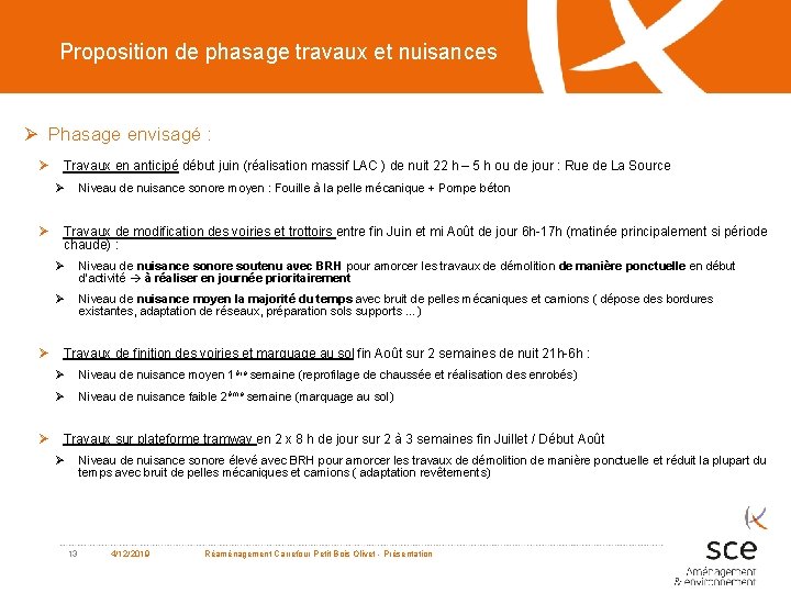 Proposition de phasage travaux et nuisances Ø Phasage envisagé : Ø Travaux en anticipé