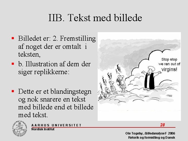 IIB. Tekst med billede Billedet er: 2. Fremstilling af noget der er omtalt i