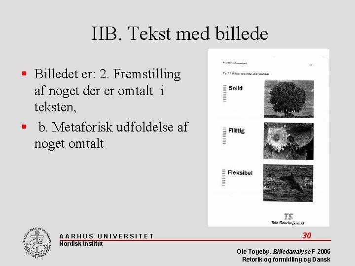 IIB. Tekst med billede Billedet er: 2. Fremstilling af noget der er omtalt i