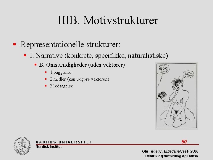 IIIB. Motivstrukturer Repræsentationelle strukturer: I. Narrative (konkrete, specifikke, naturalistiske) B. Omstændigheder (uden vektorer) 1