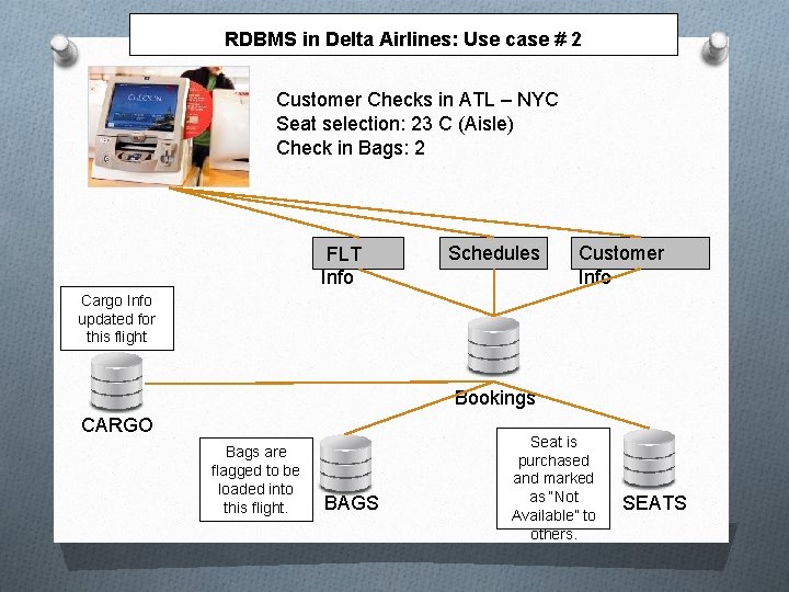 RDBMS in Delta Airlines: Use case # 2 Customer Checks in ATL – NYC RDBMS in Delta Airlines: Use case # 2 Customer Checks in ATL – NYC