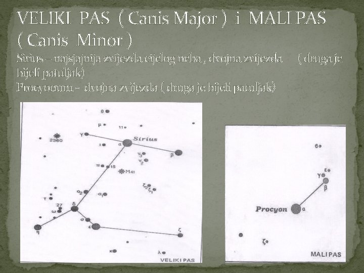 VELIKI PAS ( Canis Major ) i MALI PAS ( Canis Minor ) Sirius