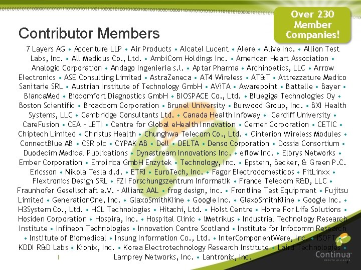 Contributor Members Over 230 Member Companies! 7 Layers AG • Accenture LLP • Air