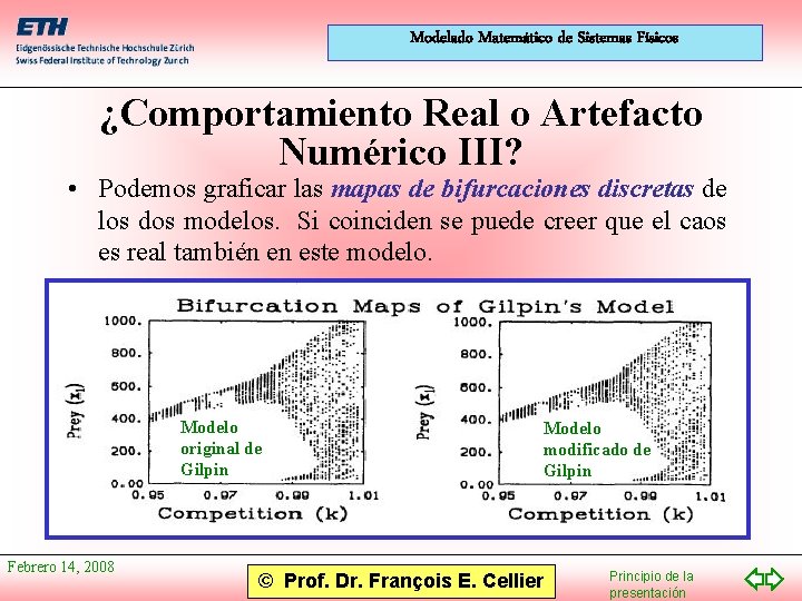 Modelado Matemático de Sistemas Físicos ¿Comportamiento Real o Artefacto Numérico III? • Podemos graficar