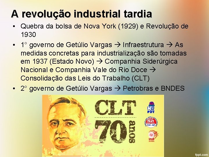 A revolução industrial tardia • Quebra da bolsa de Nova York (1929) e Revolução