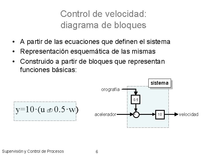 Control de velocidad: diagrama de bloques • A partir de las ecuaciones que definen